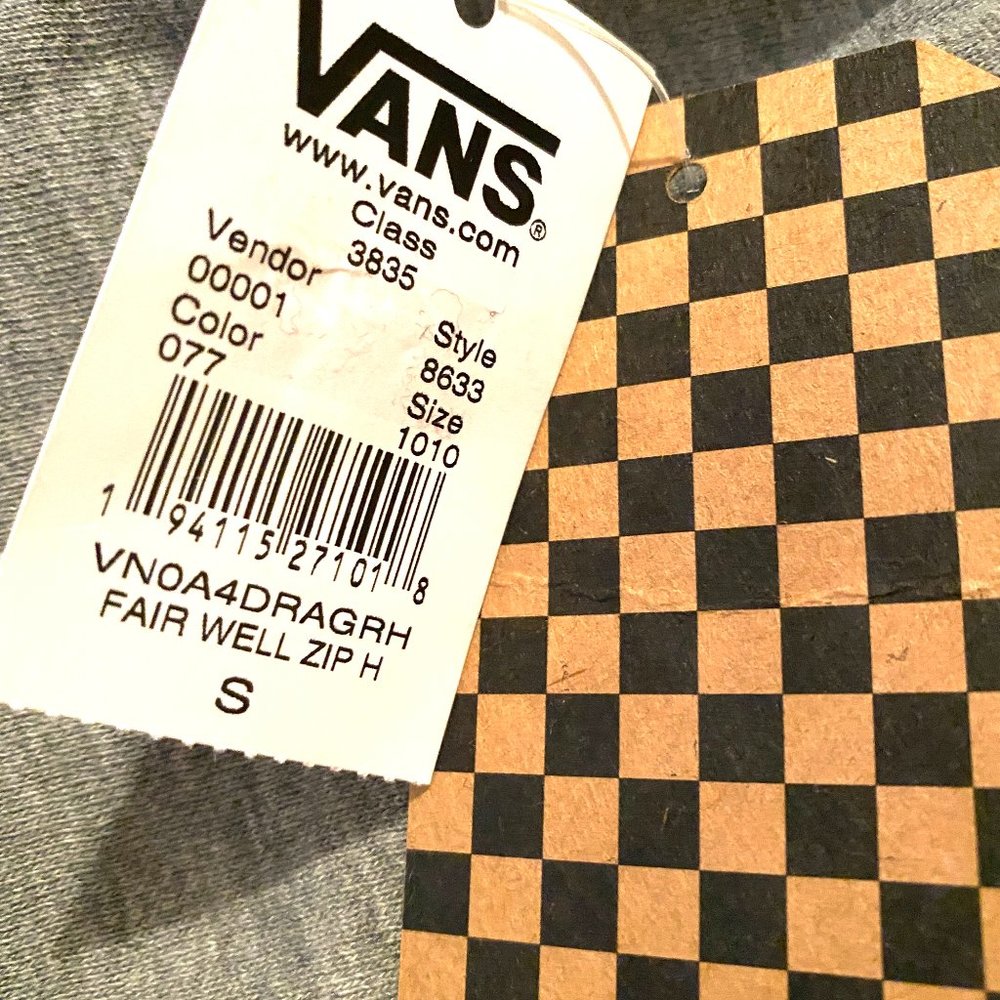 VANS 🔥SALE!🔥 Off The Wall Top Zip Hoodie Women Size XS Grey Yellow VN0A4DRAGRH - Picture 8 of 8
